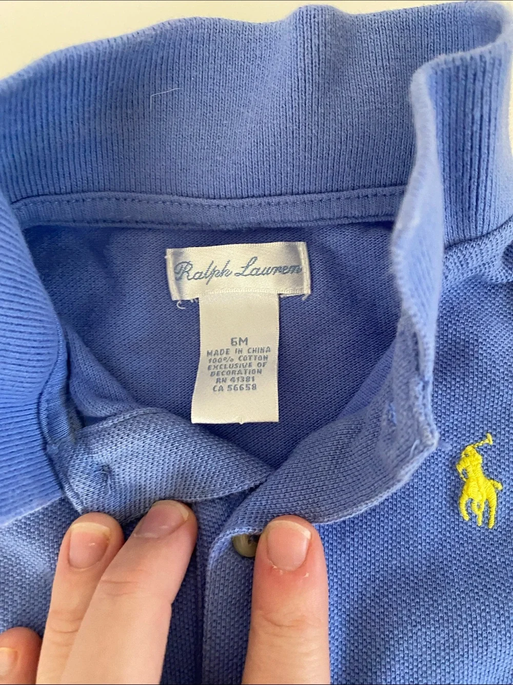 Ralph Lauren Baby 6M Royal Blue Polo Bodysuit with Yellow Pony